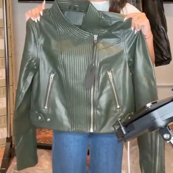 BlankNYC Olive Quilted Detail Moto Jacket, Size S, New with Tag - Picture 8 of 12